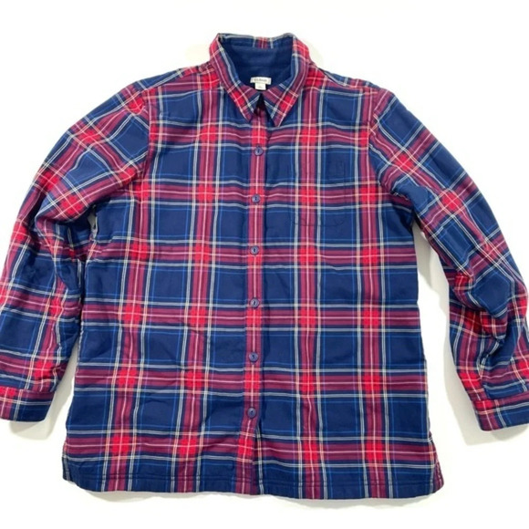 LL Bean Fleece Lined Flannel Shirt Traditional Fit - Picture 1 of 6